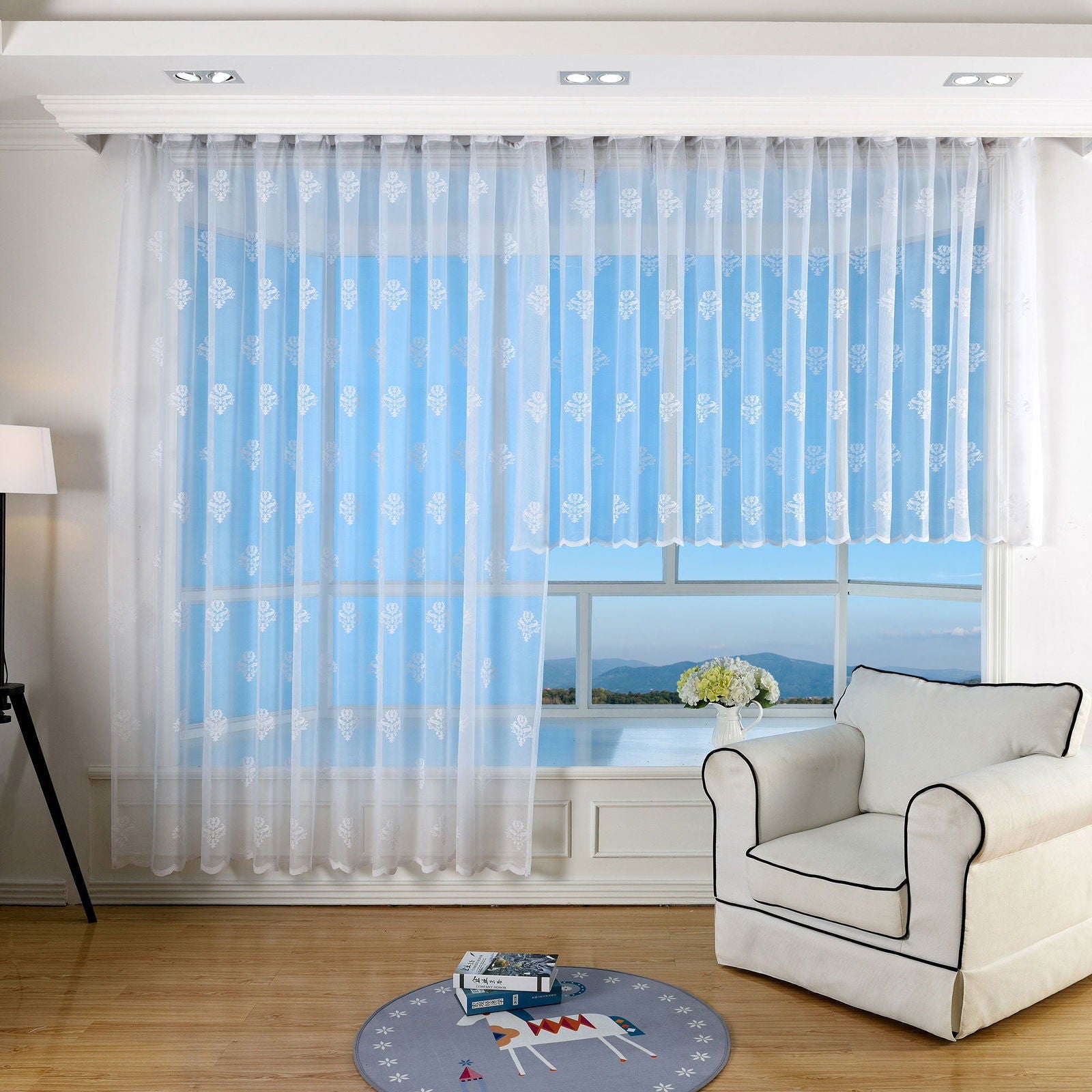 Jacquard Bogenstore Gardine , Barock Blumenmuster Weiß Kräuselband Universalband Faltenband Store 13142 Gardinenstore Jacquard_Bogenstore_Gardine_Barock_Blumenmuster_Weiss_Krauselband_Universalband_Faltenband_Store_13142_-_Gardinenbox.de_-_-3685332 | Gardinenbox.de