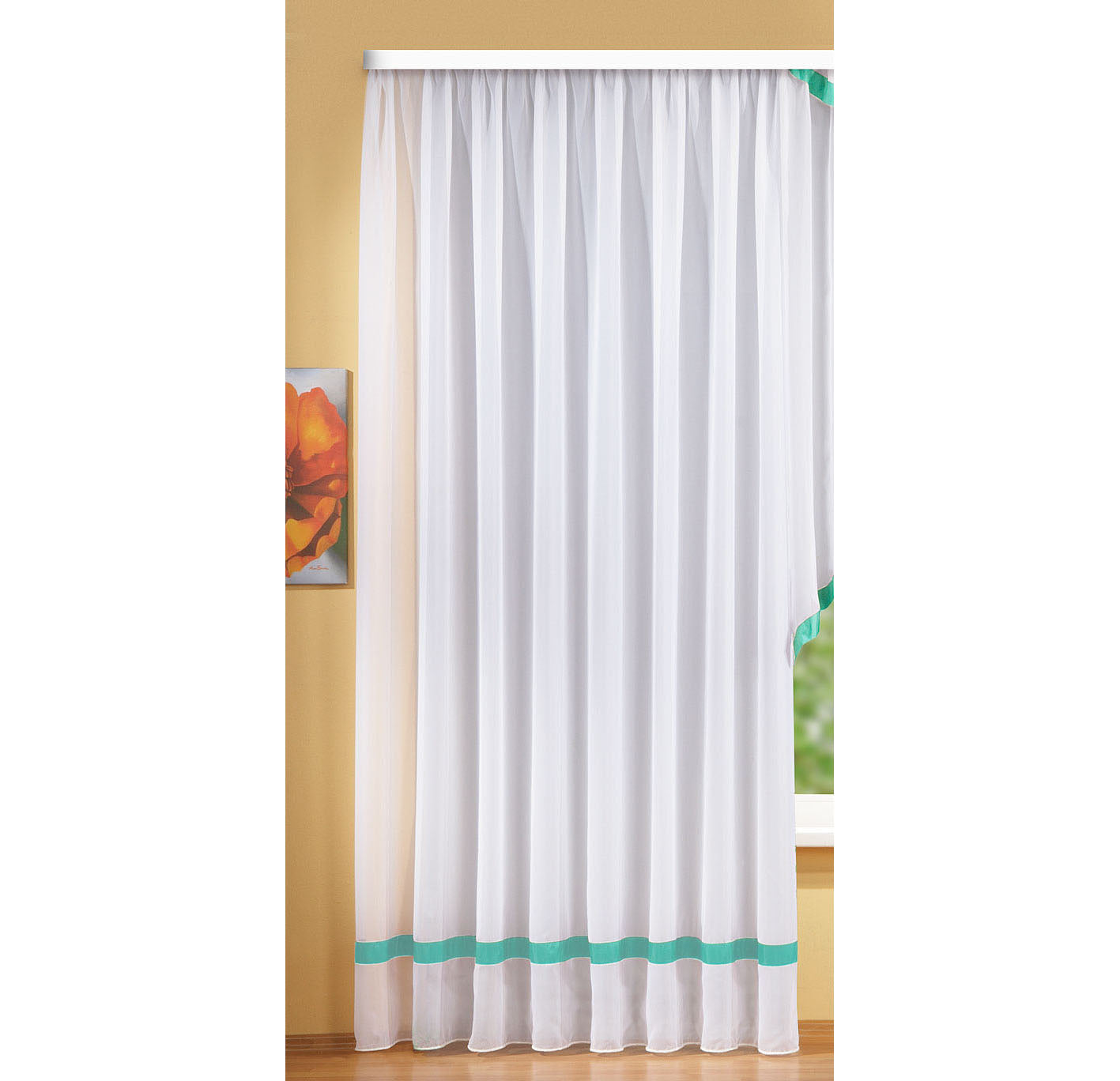 Langstore Gardine mit Kräuselband und Borte aus mattem Microsatin Micofaser-Gewebe. 20424 AquaGrün HxB 240x450 cm Gardinenstore Langstore_Gardine_mit_Krauselband_und_Borte_aus_mattem_Microsatin_Micofaser-Gewebe._20424_-_Gardinenbox.de_-_-3686314 | Gardinenbox.de