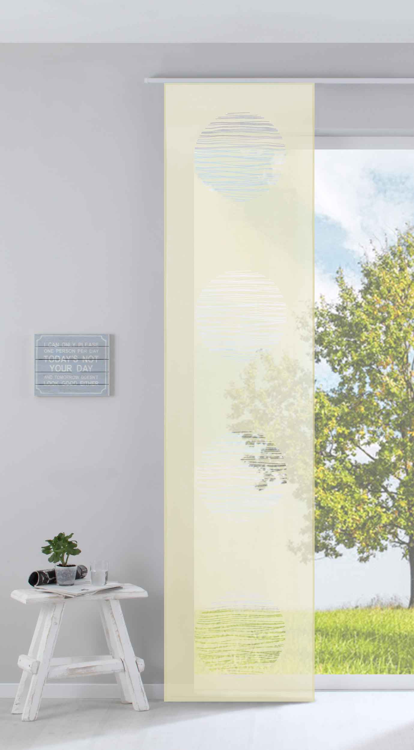 Moderner Flächenvorhang Raumtrenner Schiebegardine »Kreis« aus hochwertigem Ausbrenner-Stoff mit Paneelwagen Beschwerungsstange 85612 Creme Schiebegardine Moderner_Flachenvorhang_Raumtrenner_Schiebegardine_Kreis_aus_hochwertigem_Ausbrenner-Stoff_mit_Paneelwagen_Beschwerungsstange_85612_-_Gardinenbox.de_-_-3686723 | Gardinenbox.de