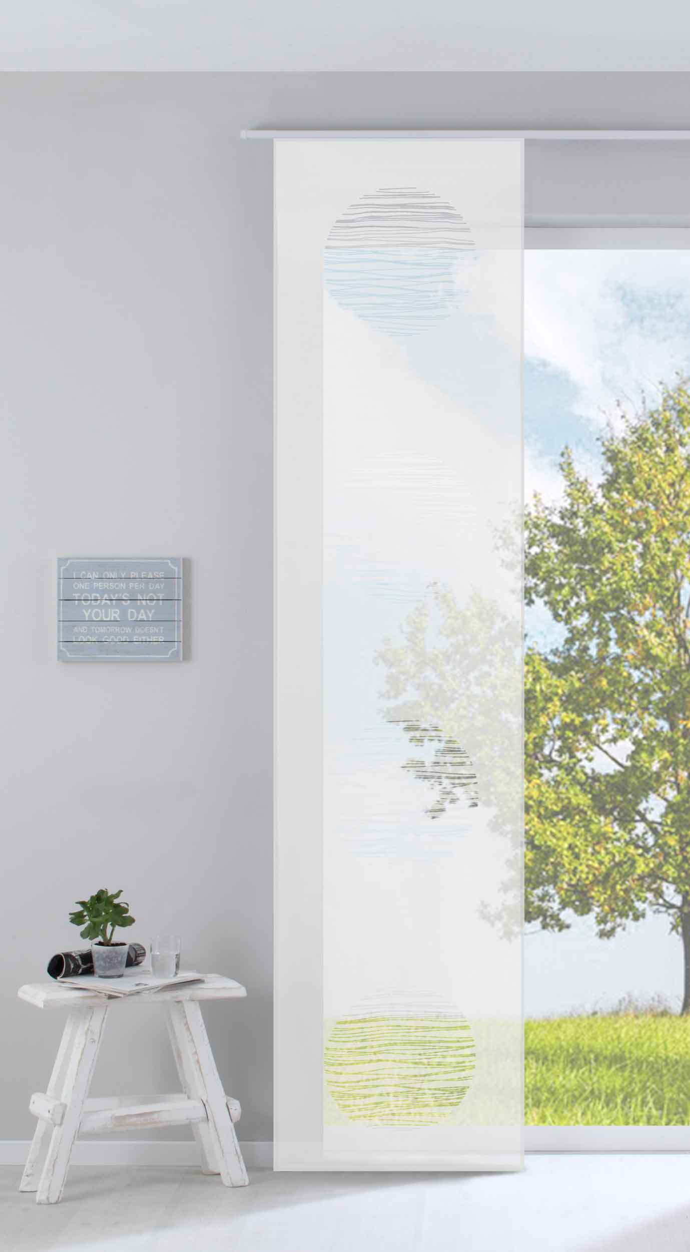 Moderner Flächenvorhang Raumtrenner Schiebegardine »Kreis« aus hochwertigem Ausbrenner-Stoff mit Paneelwagen Beschwerungsstange 85612 Weiß Schiebegardine Moderner_Flachenvorhang_Raumtrenner_Schiebegardine_Kreis_aus_hochwertigem_Ausbrenner-Stoff_mit_Paneelwagen_Beschwerungsstange_85612_-_Gardinenbox.de_-_-3686739 | Gardinenbox.de