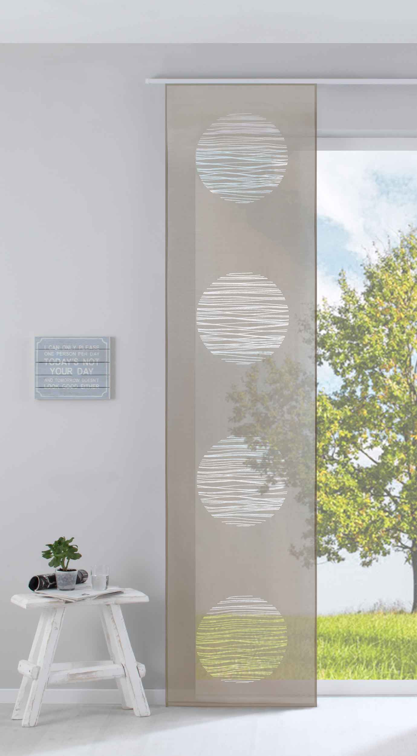 Moderner Flächenvorhang Raumtrenner Schiebegardine »Kreis« aus hochwertigem Ausbrenner-Stoff mit Paneelwagen Beschwerungsstange 85612 Taupe Schiebegardine Moderner_Flachenvorhang_Raumtrenner_Schiebegardine_Kreis_aus_hochwertigem_Ausbrenner-Stoff_mit_Paneelwagen_Beschwerungsstange_85612_-_Gardinenbox.de_-_-3686755 | Gardinenbox.de