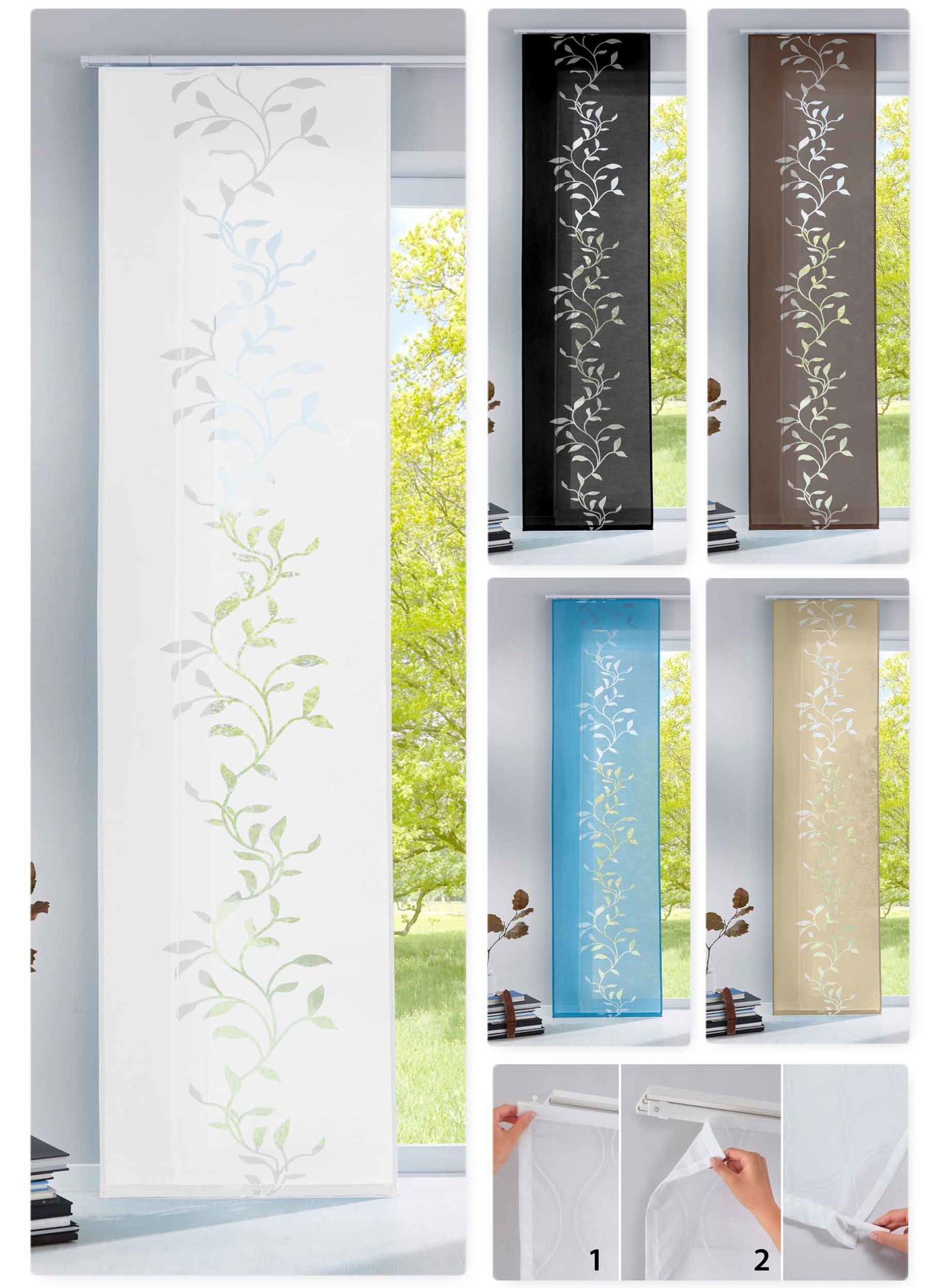 Moderner Flächenvorhang Raumtrenner Schiebegardine Tendril aus hochwertigem Ausbrenner-Stoff mit Paneelwagen 85611 Schiebegardine Moderner_Flachenvorhang_Raumtrenner_Schiebegardine_Tendril_aus_hochwertigem_Ausbrenner-Stoff_mit_Paneelwagen_85611_-_Gardinenbox.de_-_-3686485 | Gardinenbox.de