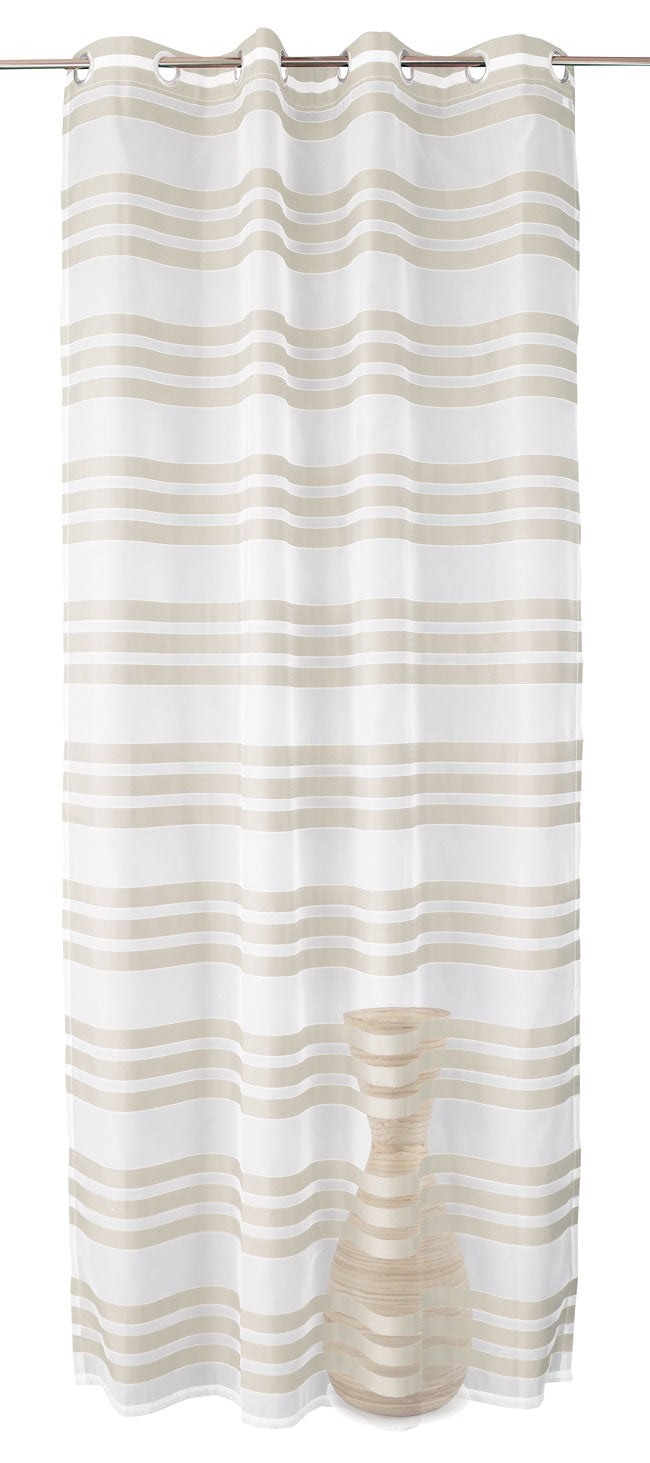 Ösen Schal transparent Organza Gardine mit Querstreifen 89133 - Gardinenbox.de - 