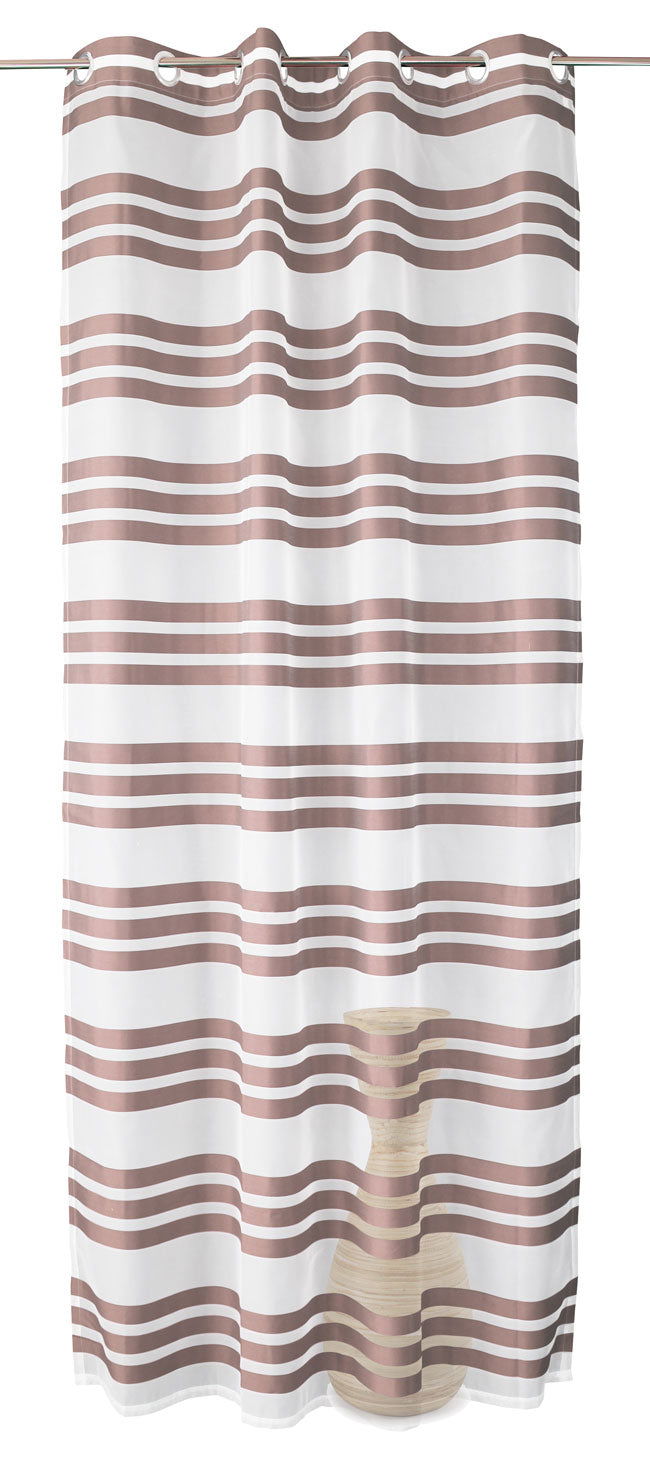 Ösen Schal transparent Organza Gardine mit Querstreifen 89133 - Gardinenbox.de - 