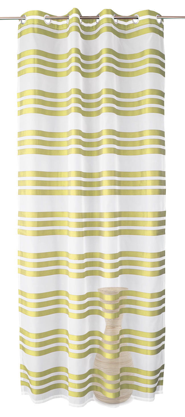 Ösen Schal transparent Organza Gardine mit Querstreifen 89133 - Gardinenbox.de - 