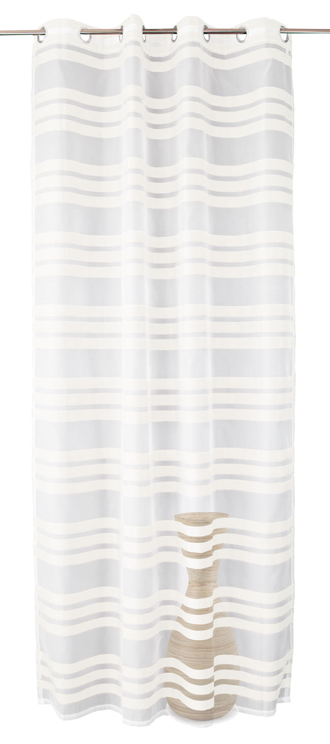 Ösen Schal transparent Organza Gardine mit Querstreifen 89133 - Gardinenbox.de - 