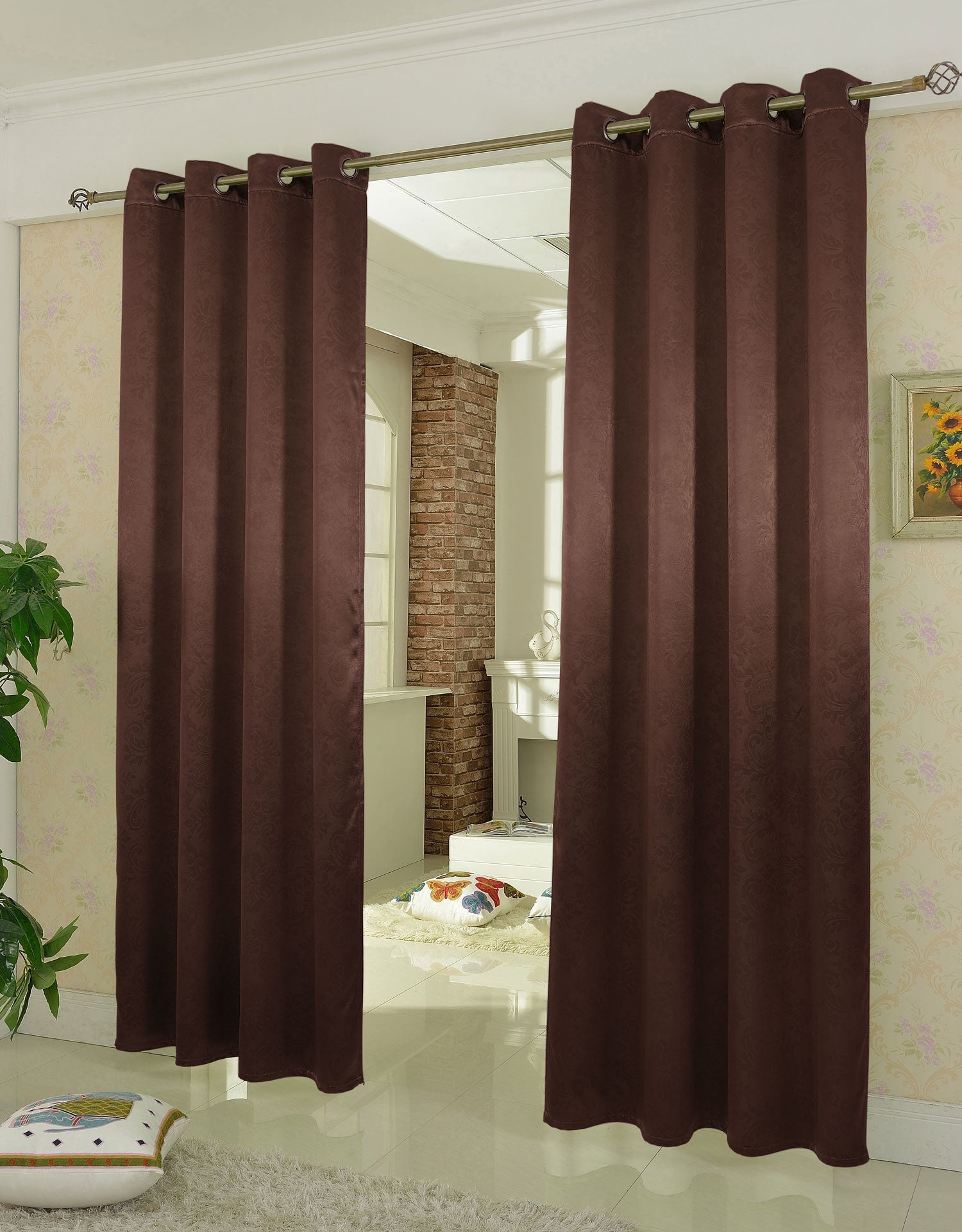 Satin Emboss / Reliefprägung bemustert Vorhang Gardine, Barock, 20370 Braun Vorhang Satin_Emboss_-_Reliefpragung_bemustert_Vorhang_Gardine_Barock_20370_-_Gardinenbox.de_-_-3688376 | Gardinenbox.de