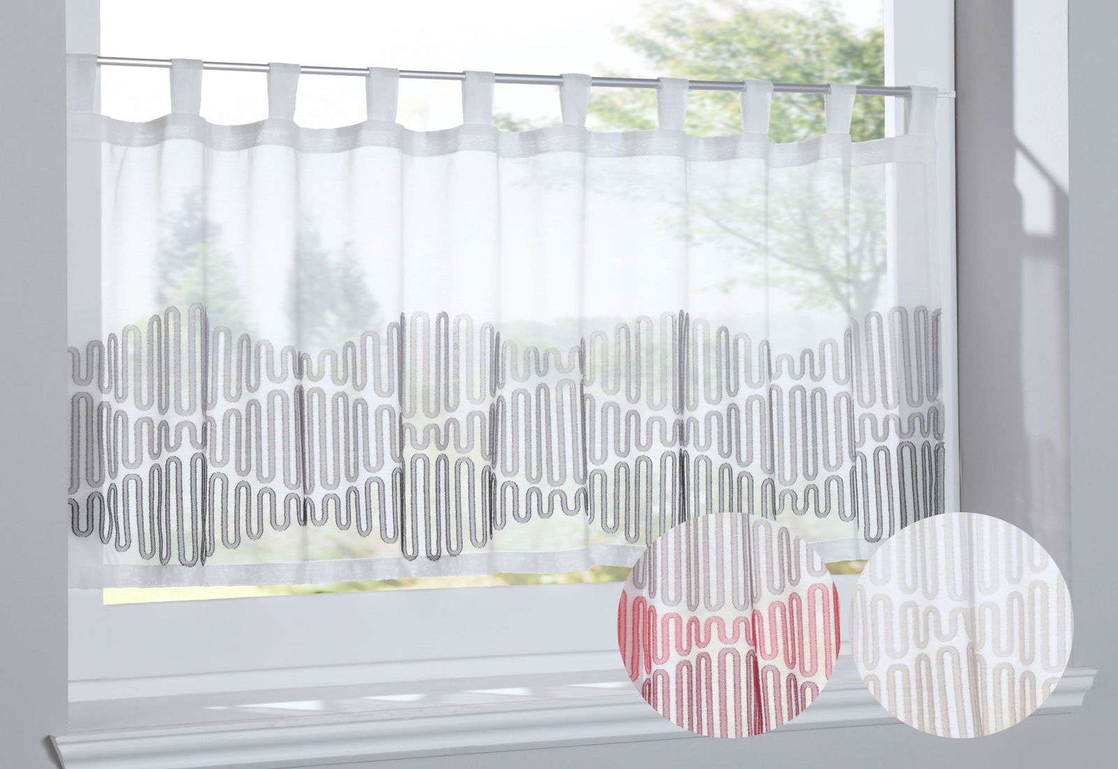 Scheibengardine »Amasya« Sichtschutz Dekoration Transparent Jacquard Voile Küchenfenster Modern Wellenform 10000308 Scheibengardine Scheibengardine_Amasya_Sichtschutz_Dekoration_Transparent_Jacquard_Voile_Kuchenfenster_Modern_Wellenform_10000308_-_Gardinenbox.de_-_-3689419 | Gardinenbox.de