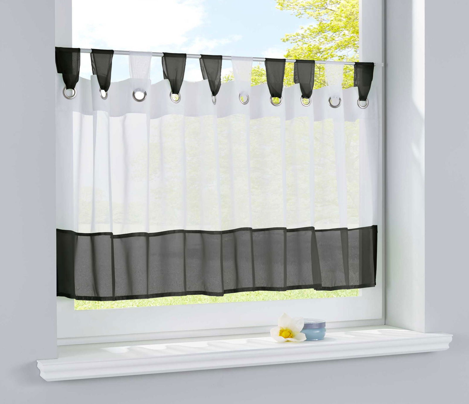 Scheibengardine Voile Gardine Ösen mit Bordüre Vorhang Küche Gardinenstange (HxB) 610710 Schwarz Scheibengardine Scheibengardine_Voile_Gardine_Osen_mit_Bordure_Vorhang_Kuche_Gardinenstange_HxB_610710_-_Gardinenbox.de_-_-3689157 | Gardinenbox.de