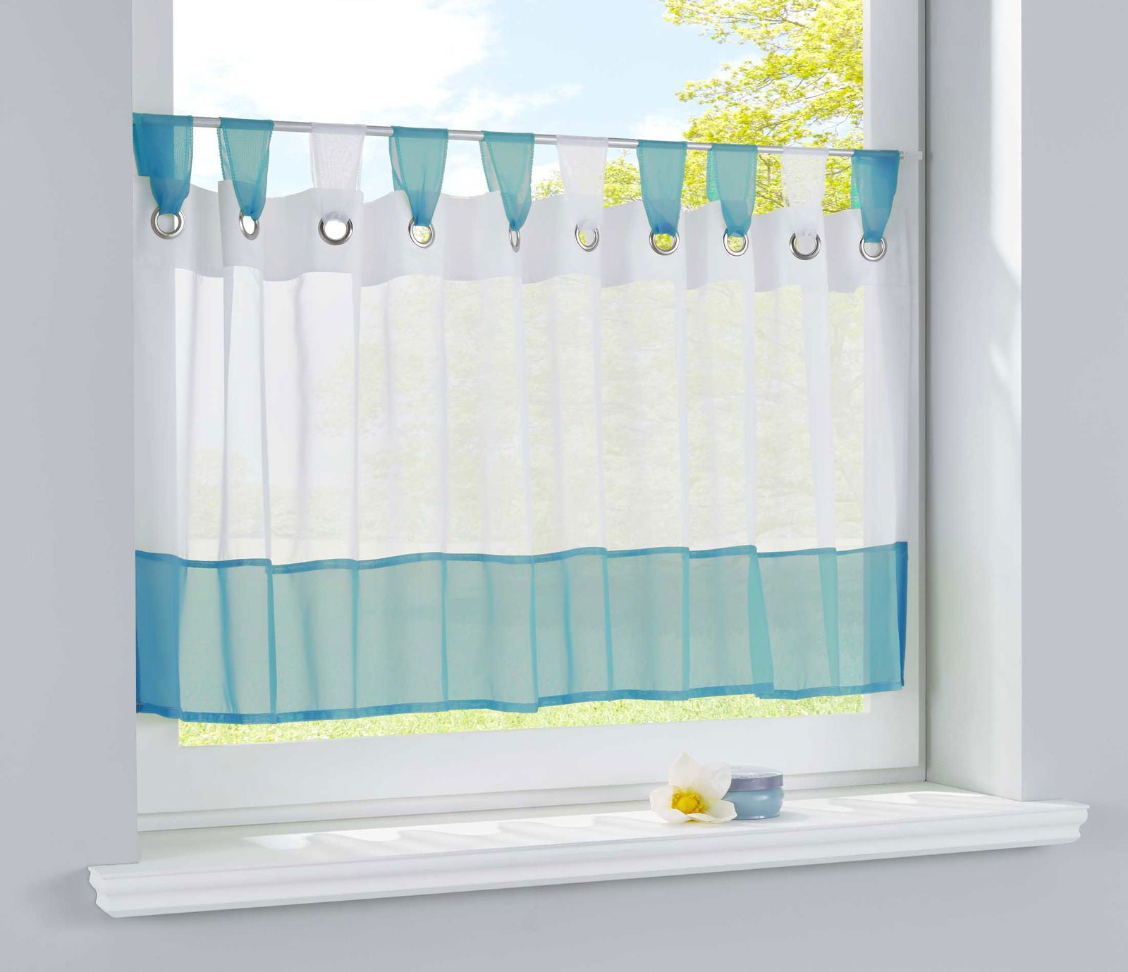 Scheibengardine Voile Gardine Ösen mit Bordüre Vorhang Küche Gardinenstange  (HxB)  610710 - Gardinenbox.de - 