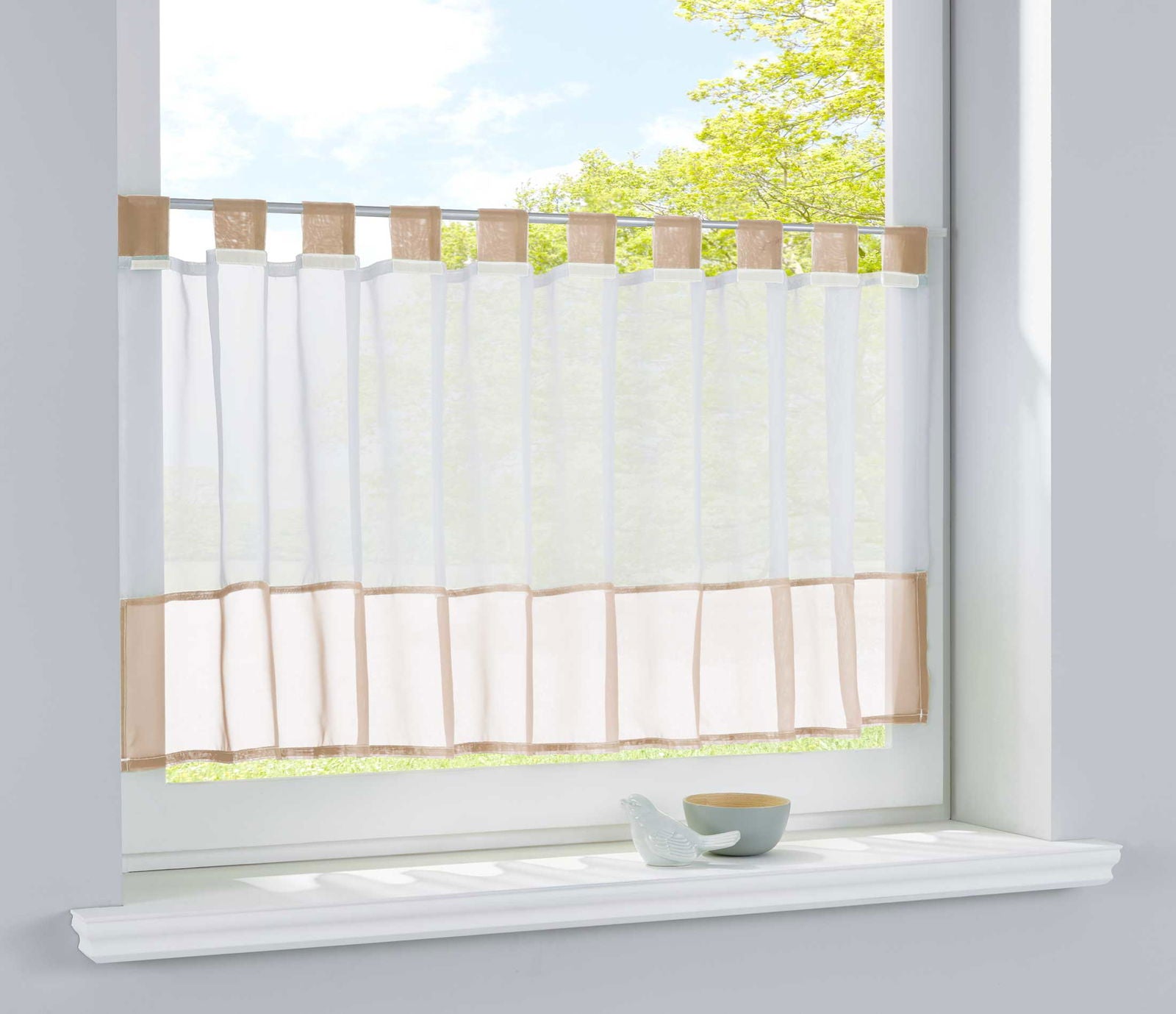 Scheibengardine Voile Gardine Schlaufen mit Bordüre (HxB)  610700 - Gardinenbox.de - 
