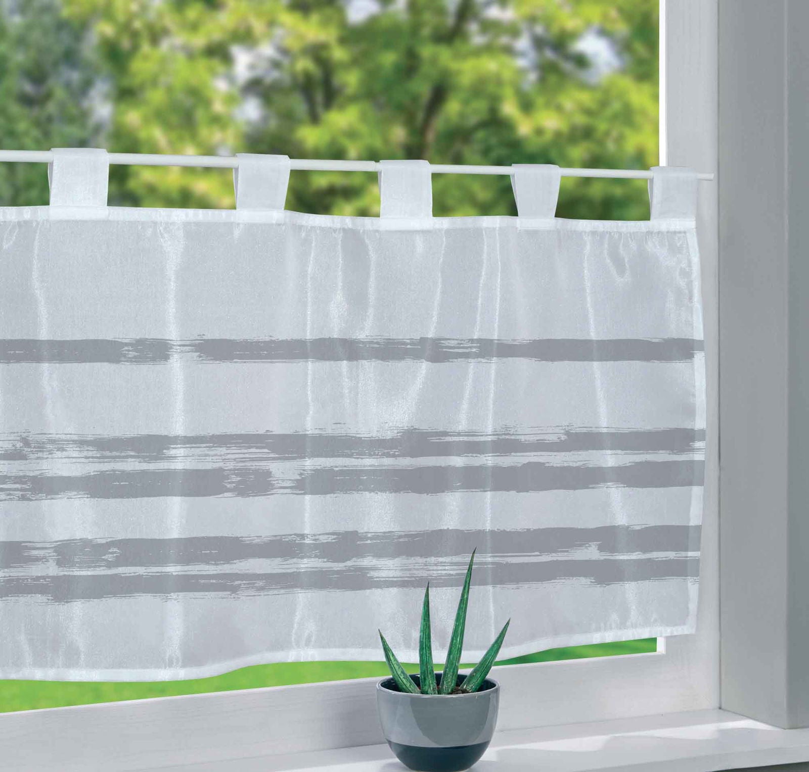 Scheibengardine Voile »Ulm« Ausbrenner Bedruckt Sichtschutz Transparent Küchenfenster 202071 Streifen2 HxB 50x160 cm Scheibengardine Scheibengardine_Voile_Ulm_Ausbrenner_Bedruckt_Sichtschutz_Transparent_Kuchenfenster_202071_-_Gardinenbox.de_-_-3689314 | Gardinenbox.de
