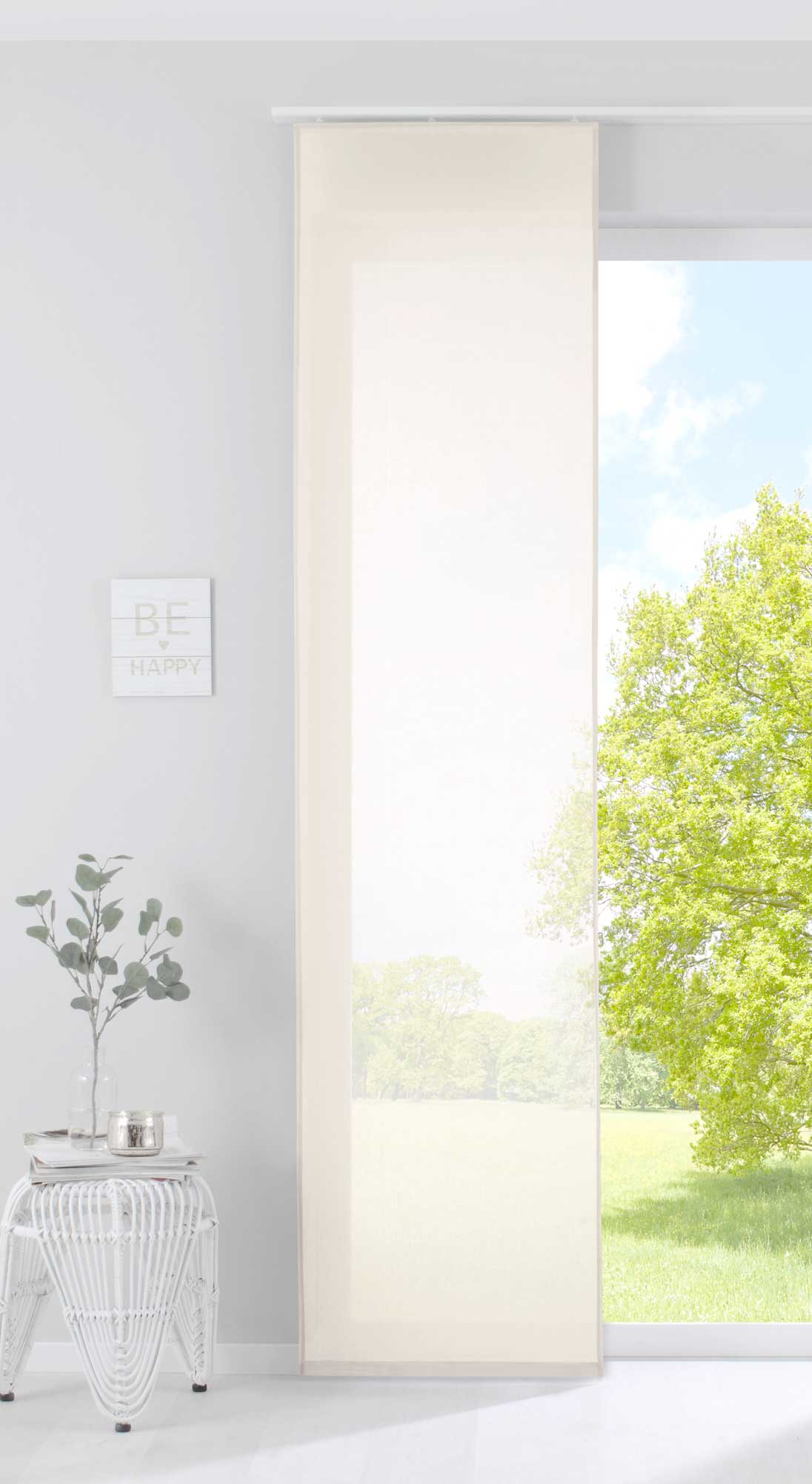 Schiebegardine »Nizza« Baumwoll-Voile Halbvoile Transparent Flächenvorhang mit Paneelwagen und Beschwerungsstange 2019032 - Gardinenbox.de - 