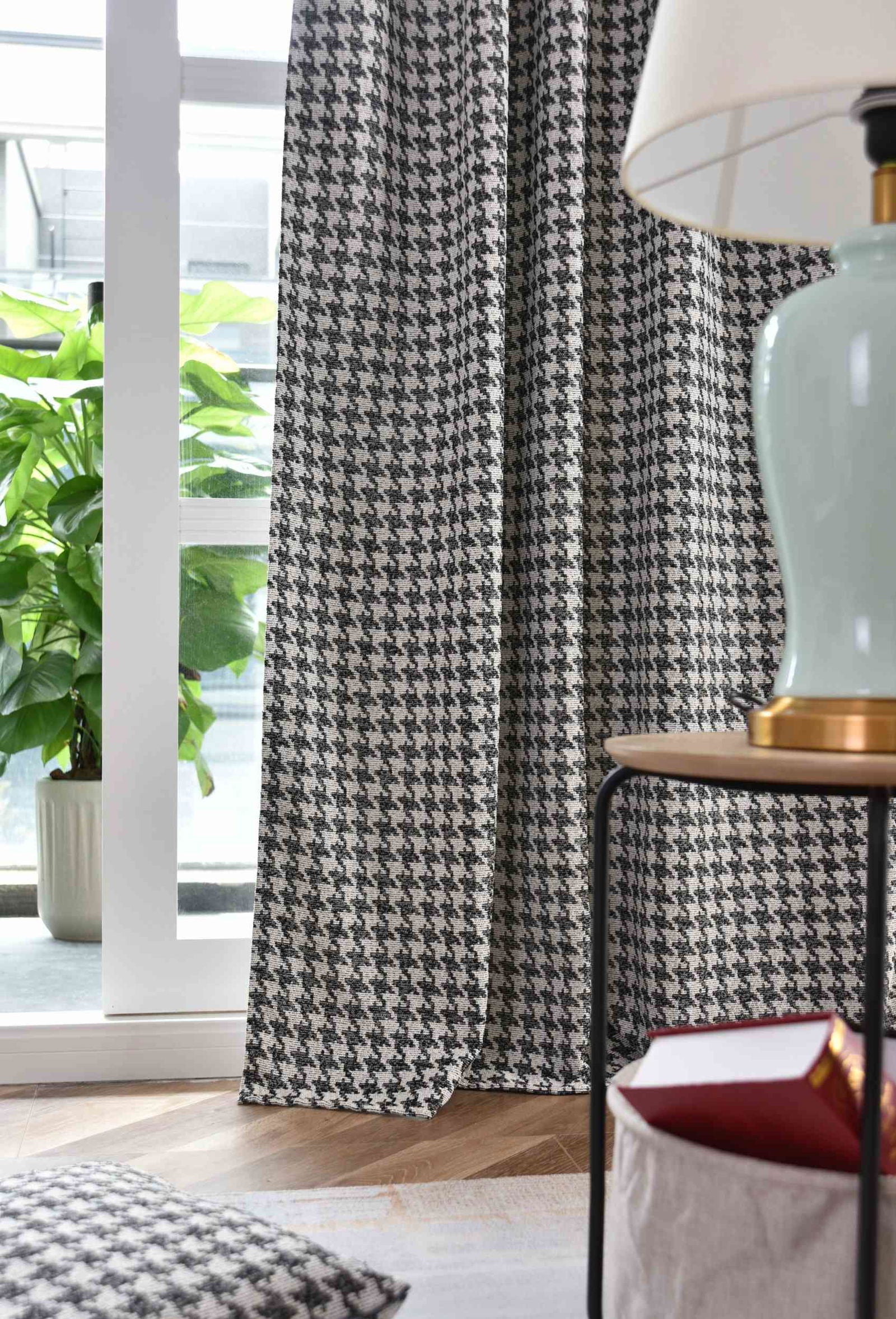 Vorhang HxB 245x140 cm Creme Schwarz Hahnentritt-Muster »PARIS« Flexible Multiband Aufhängung Elegant Pflegeleicht 2023320 - Gardinenbox.de - 