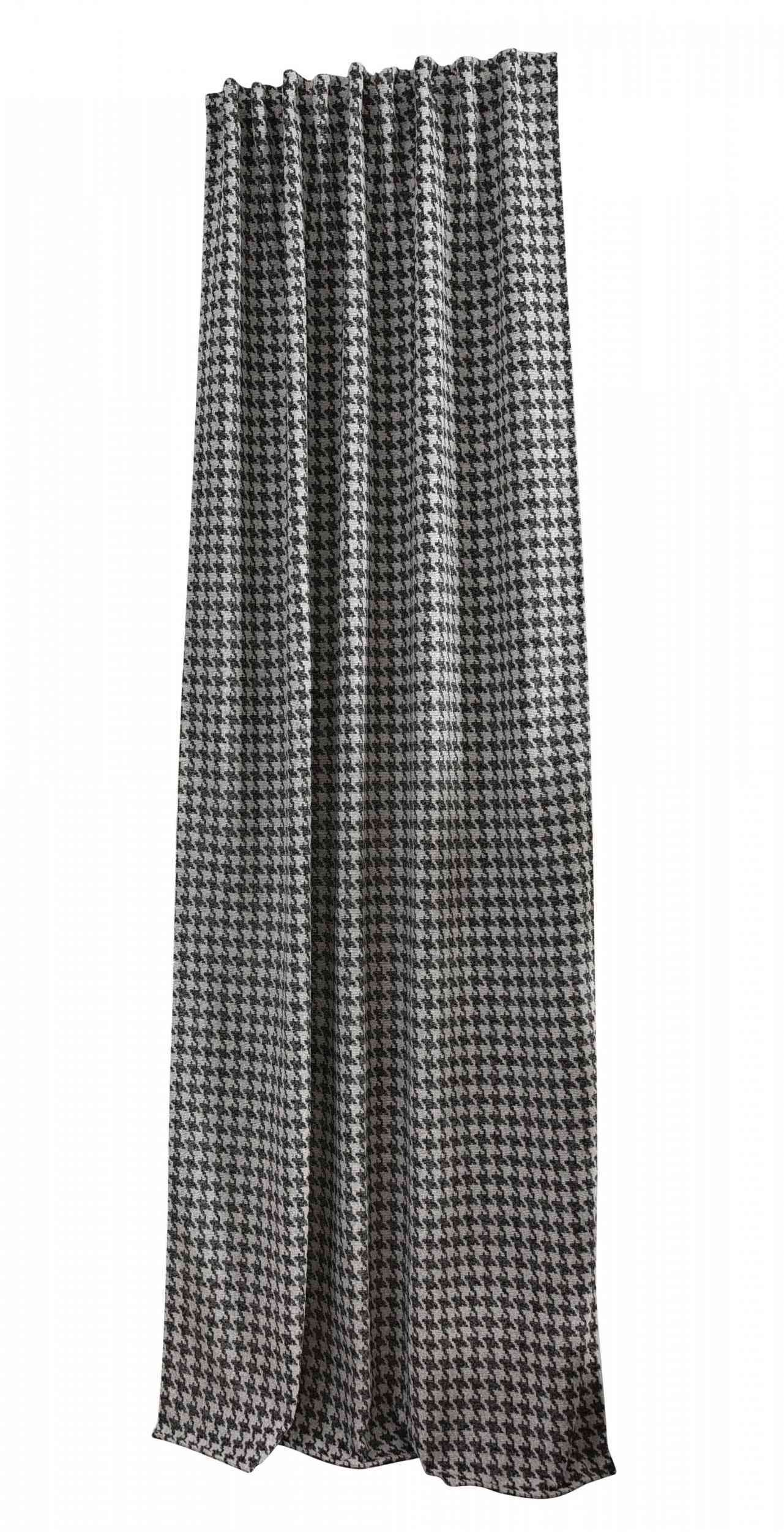 Vorhang HxB 245x140 cm Creme Schwarz Hahnentritt-Muster »PARIS« Flexible Multiband Aufhängung Elegant Pflegeleicht 2023320 - Gardinenbox.de - 