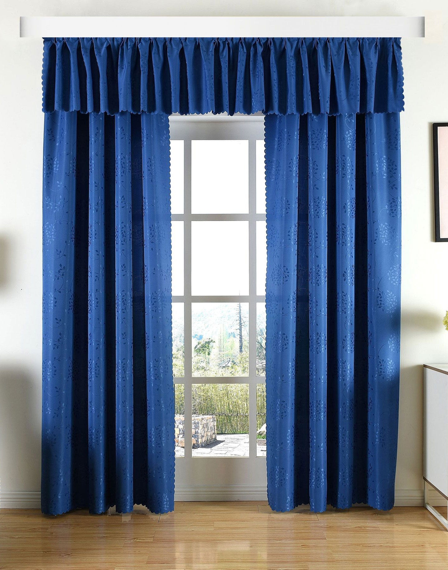 Yasmin Damast Gardinen Set, 5 Teile, eingenähtes Kräuselband bewährte Jacquard Qualität, blickdicht 20107 Royalblau Vorhang Set Yasmin_Damast_Gardinen_Set_5_Teile_eingenahtes_Krauselband_bewahrte_Jacquard_Qualitat_blickdicht_20107_-_Gardinenbox.de_-_-3696037 | Gardinenbox.de